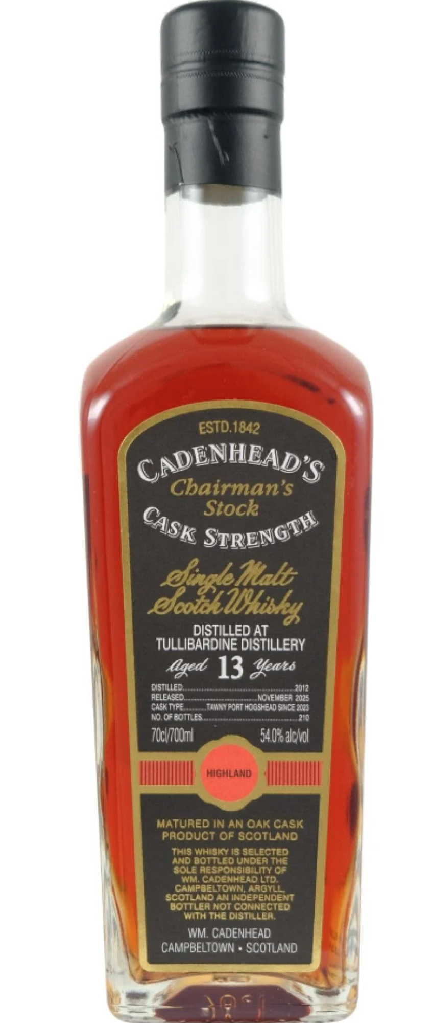 Cadenhead Chairman’s Stock Tulibardine 13 Years Tawny Port Cask 54%